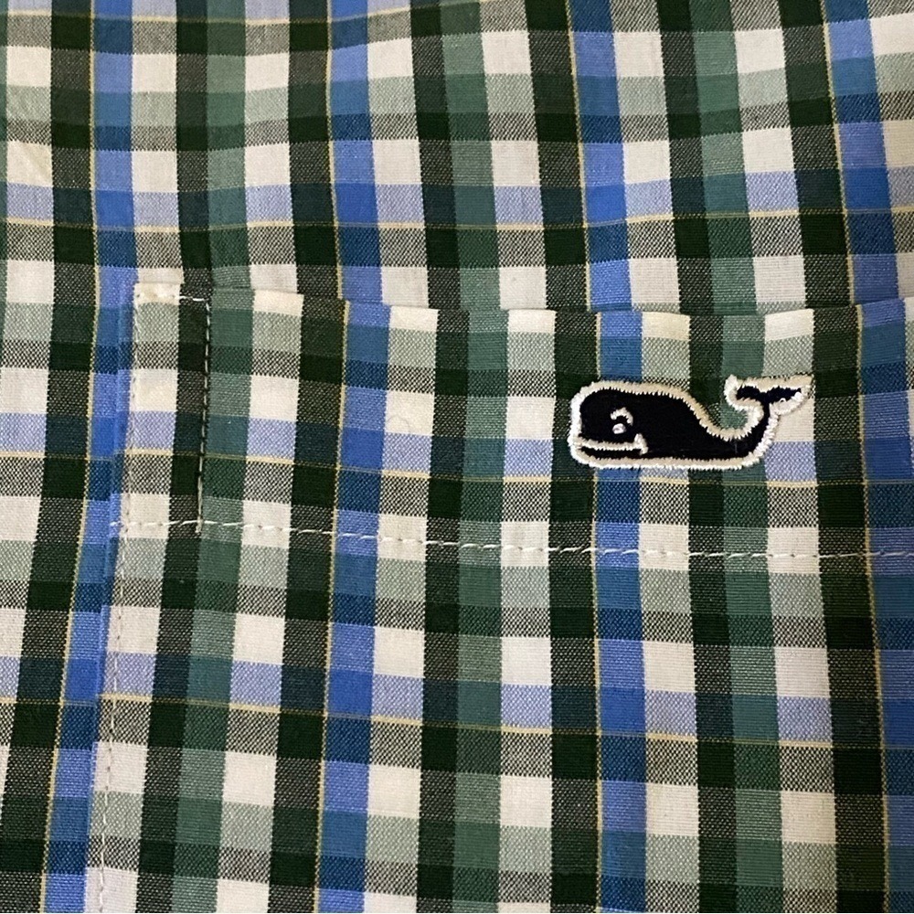 Vineyard Vines Size S Green Blue White Long Sleeves Trucker Button Down Shirt - Picture 4 of 9